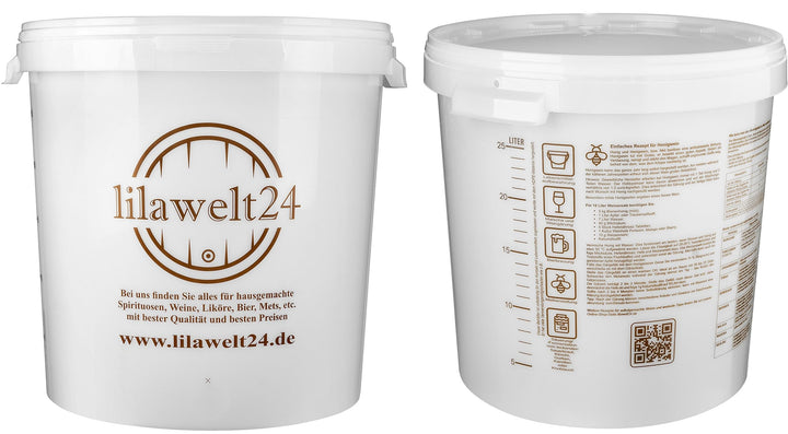 lilawelt24 30L Eimer mit Deckel lebensmittelecht Gäreimer Gärbehälter für die Vergärung von Bier, We