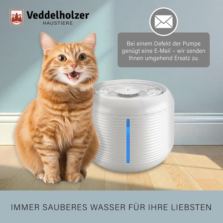 Veddelholzer 2,5 Liter stylischer automatischer Katzenbrunnen mit eingebauter LED- Anzeige- BPA frei