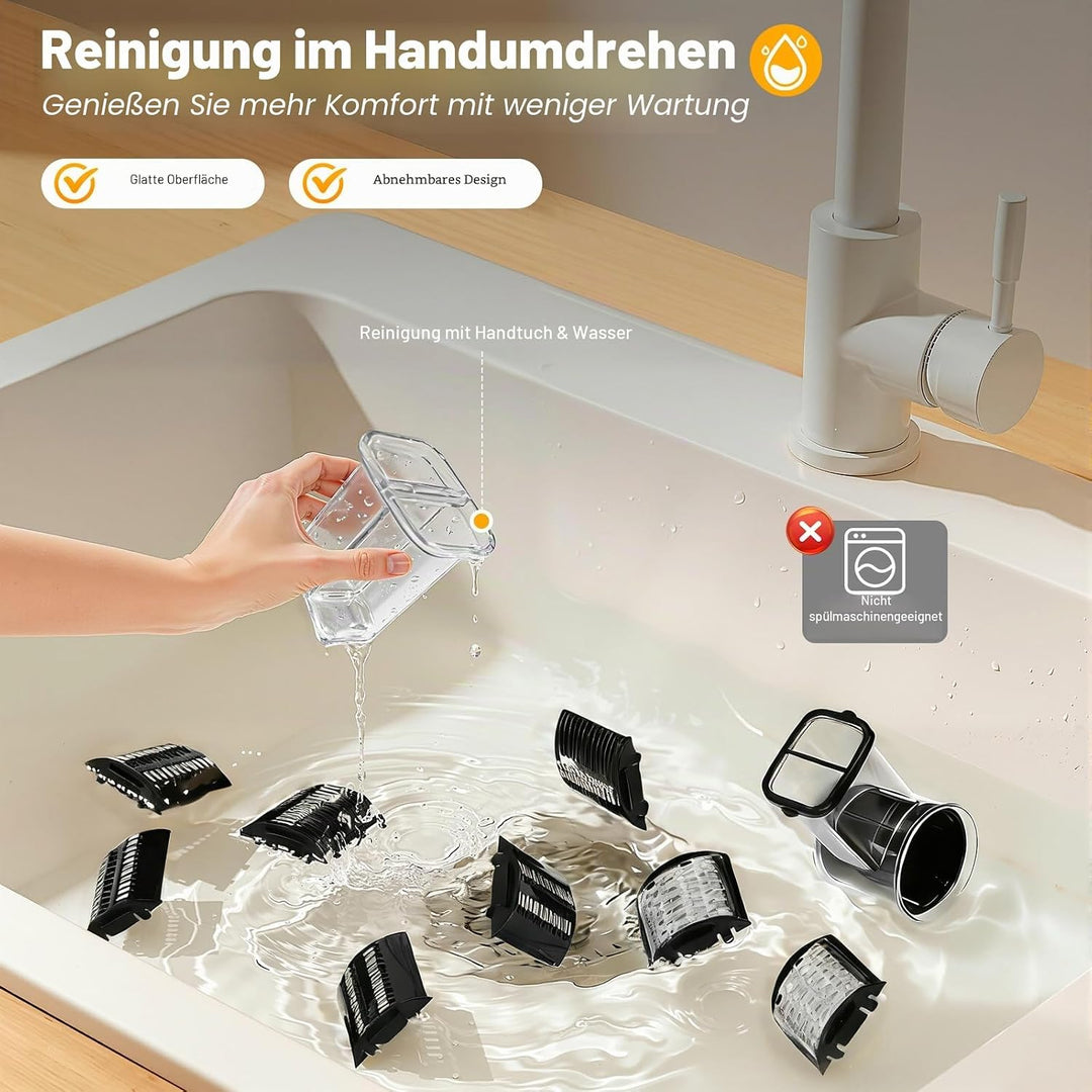 1000W Gemüseschneider Elektrische, Gemüseschneidemaschine mit 10 Ersatzklingen, Gemüsehobel Allessch