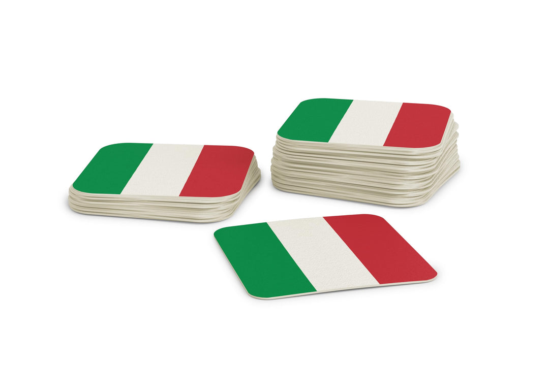 Untersetzer für Gläser I Italien Bierdeckel (50 Stück) aus Pappe eckig (9,3cm x 9,3cm) I WM 2026 Tis