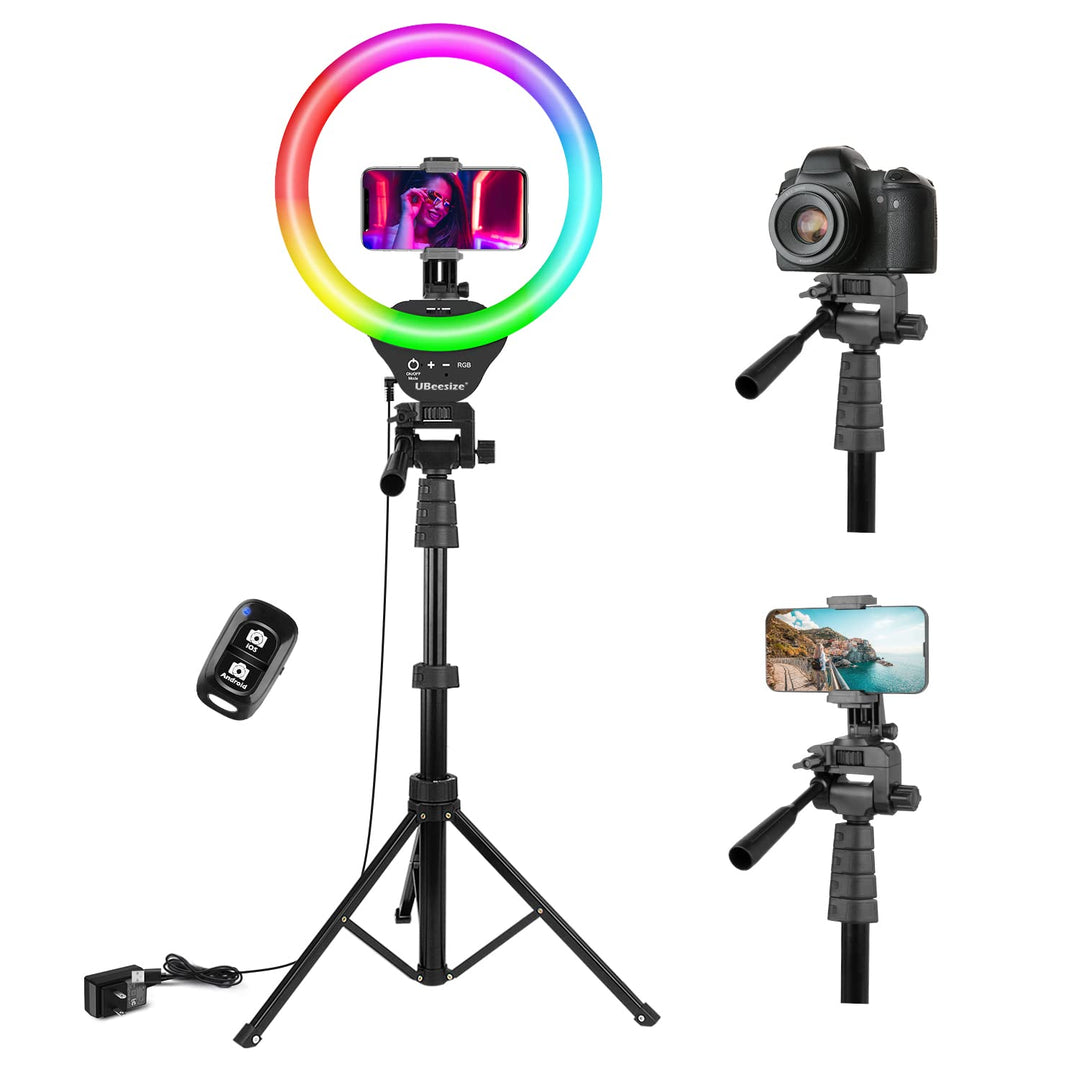 UBeesize 12 Zoll RGB Ringlicht Stativ mit Fernauslöser - Dimmbares Selfie Ringlicht für Selfie, Live