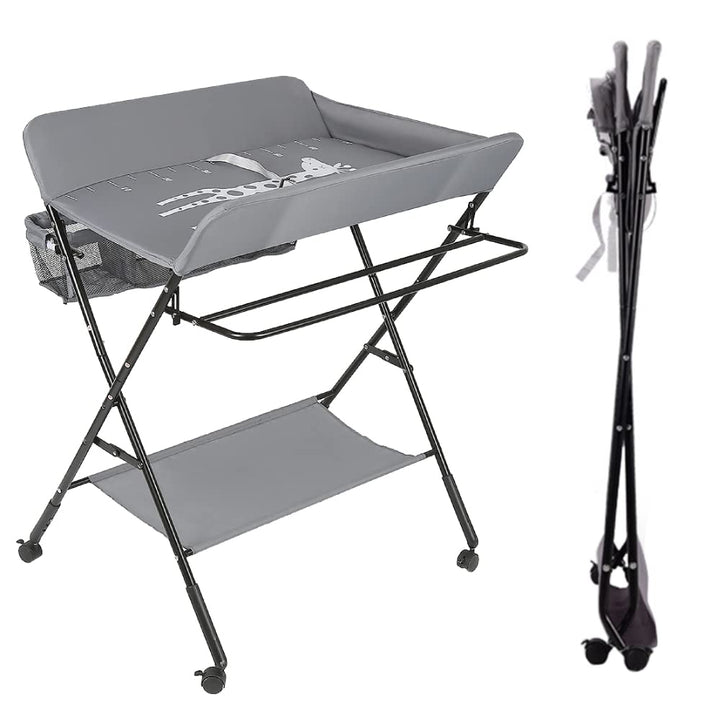 Wickeltisch Klappbar, Höhenverstellbare Wickelkommode, Traglast bis 15 kg, Anwendbare Mütter Höhe: 1