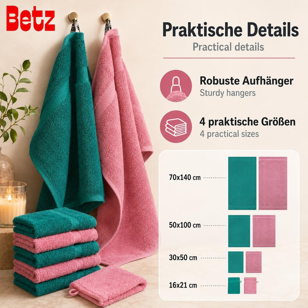 Betz 10-TLG. Handtuch-Set Premium 100% Baumwolle 2 Duschtücher 4 Handtücher 2 Gästetücher 2 Waschhan