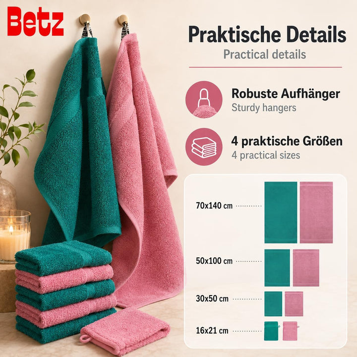 Betz 10-TLG. Handtuch-Set Premium 100% Baumwolle 2 Duschtücher 4 Handtücher 2 Gästetücher 2 Waschhan