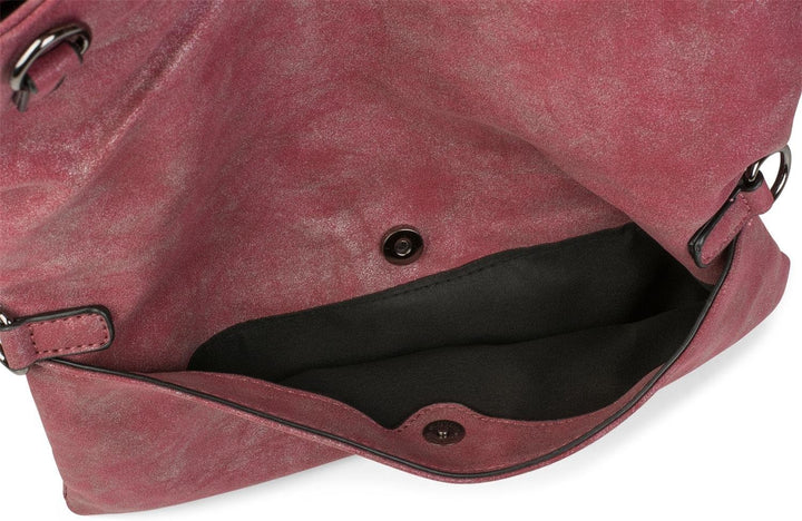 styleBREAKER Fold-Over-Clutch in Wildlederoptik mit Überschlag, 3-in-1 Tasche, Schulterriemen, Trage