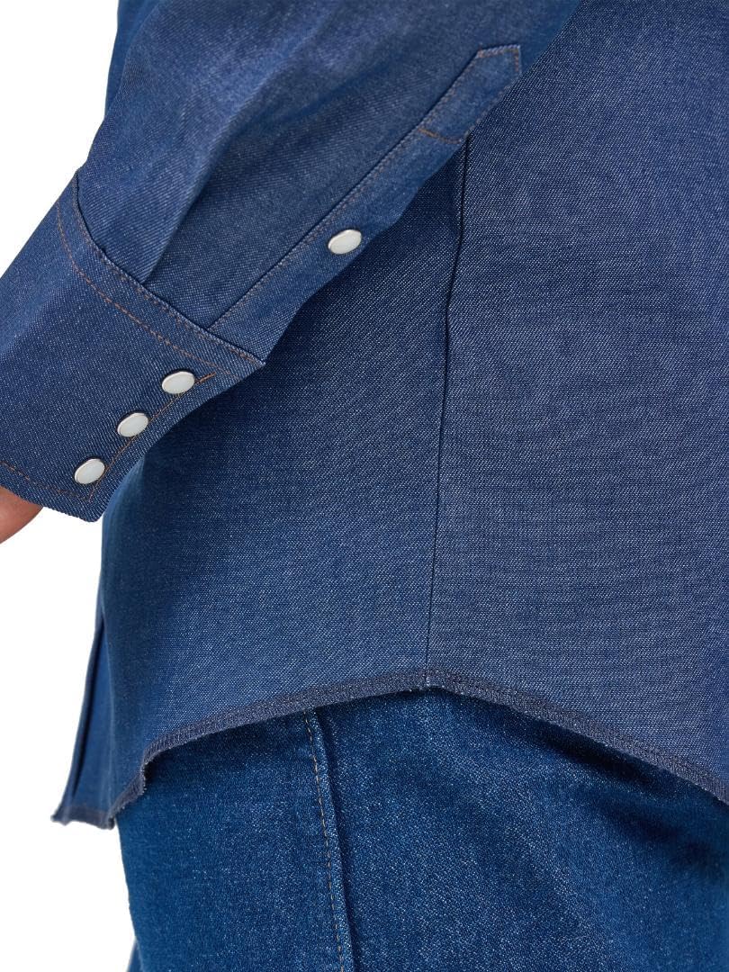 Wrangler Men's Authentic Cowboy Cut Work Western Long-Sleeve Firm Finish Shirt S Indigo, S Indigo