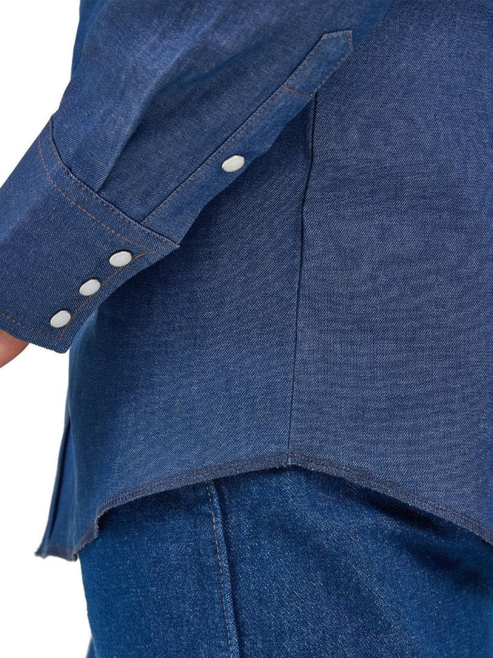 Wrangler Men's Authentic Cowboy Cut Work Western Long-Sleeve Firm Finish Shirt S Indigo, S Indigo