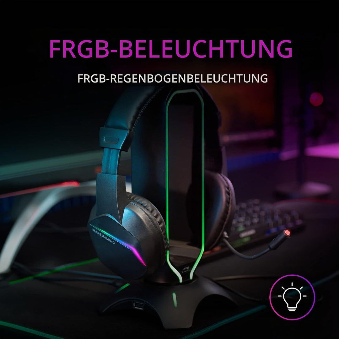 Mars Gaming Gaming MH122, FRGB Over Ear Kopfhörer mit Mikrofon, HiFi Sound, Geräuschunterdrückung, U
