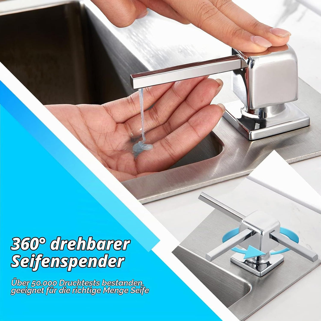CREA Spülmittelspender Küche Einbau, Seifenspender Einbau Küche, Seifenspender für Spülbecken mit 50