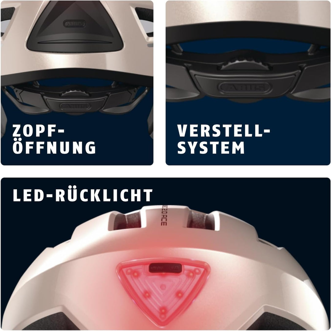 ABUS Stadthelm Pedelec 2.0 ACE - Fahrradhelm mit Rücklicht, Visier, Regenhaube, Ohrenschutz - für Da