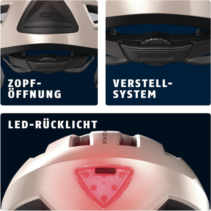ABUS Stadthelm Pedelec 2.0 ACE - Fahrradhelm mit Rücklicht, Visier, Regenhaube, Ohrenschutz - für Da