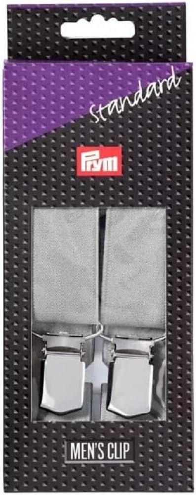 Prym Herren Clip Standard Hosenträger M/L 25 mm/110 cm, weiss, 1 Stück, M/L 25 mm/110 cm, weiss, 1 S