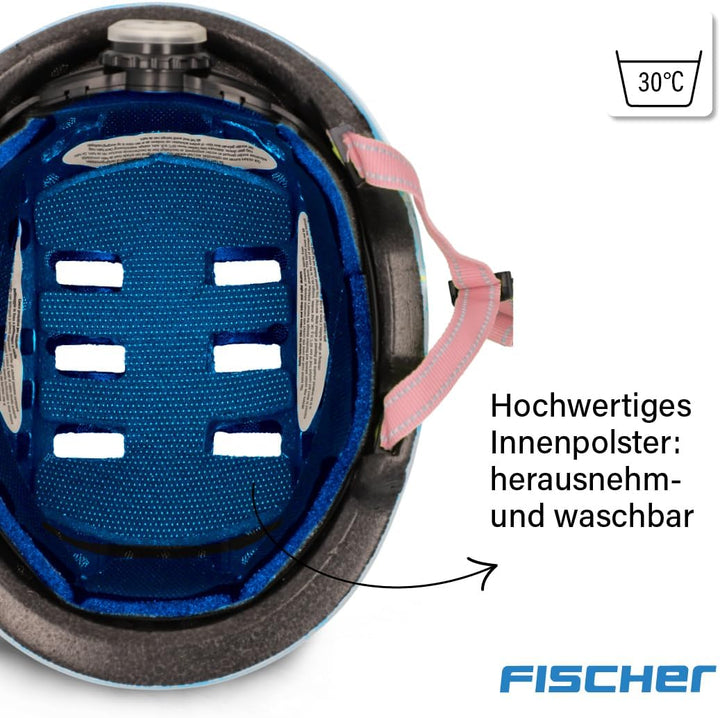 FISCHER BMX Kinder-Helm, Fahrradhelm, Radhelm, Dirt Bike Helm Plus mit integriertem LED-Rücklicht, S