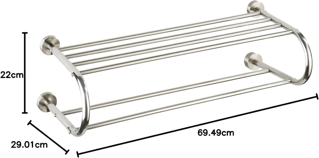 WENKO Wandregal Fastro Edelstahl, Edelstahl rostfrei, 69.5 x 22 x 29 cm, Glänzend, Silber, Fastro