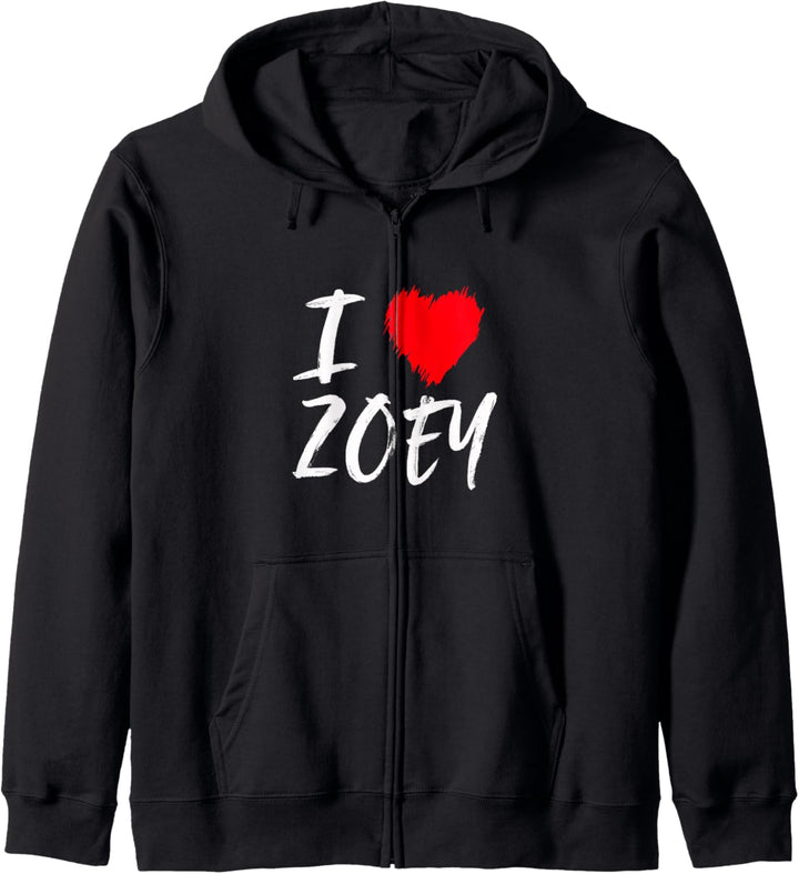 "I Love Zoey", rotes Herz, Tochter, Ehefrau, Mutter Freundin Kapuzenjacke