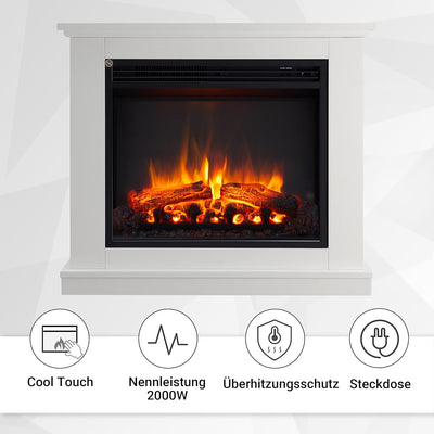 CrownFlame Phanos Elektrokamin - Elektrischer Standkamin mit Heizung 1000/2000 W, realistischer 3D-F