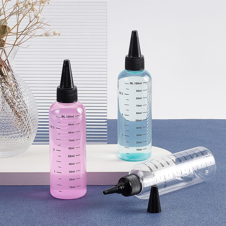 BENECREAT 10 Packung 100ml Kunststoff-Quetschflaschen Mit Skala, PET Transparente Schwarze Flaschen