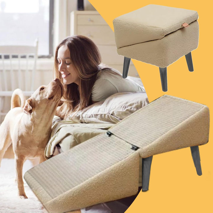 Split Ottomans Dog Ramp - Hunderampe für Bett & Sofa | Leichte Faltende Hundestufen | Stabilität Sic