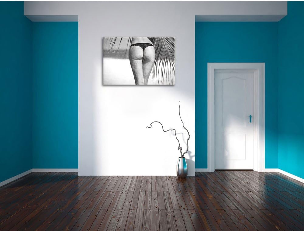 Pixxprint Sexy Frau am Strand Kunst als Leinwandbild/Grösse: 100x70 cm/Wandbild/Kunstdruck/fertig be