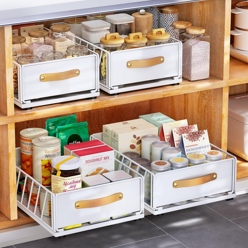 Kitstorack Teleskopschublade, Ausziehbare Schublade für Kabinett Metall Slide Out Organizer mit Grif