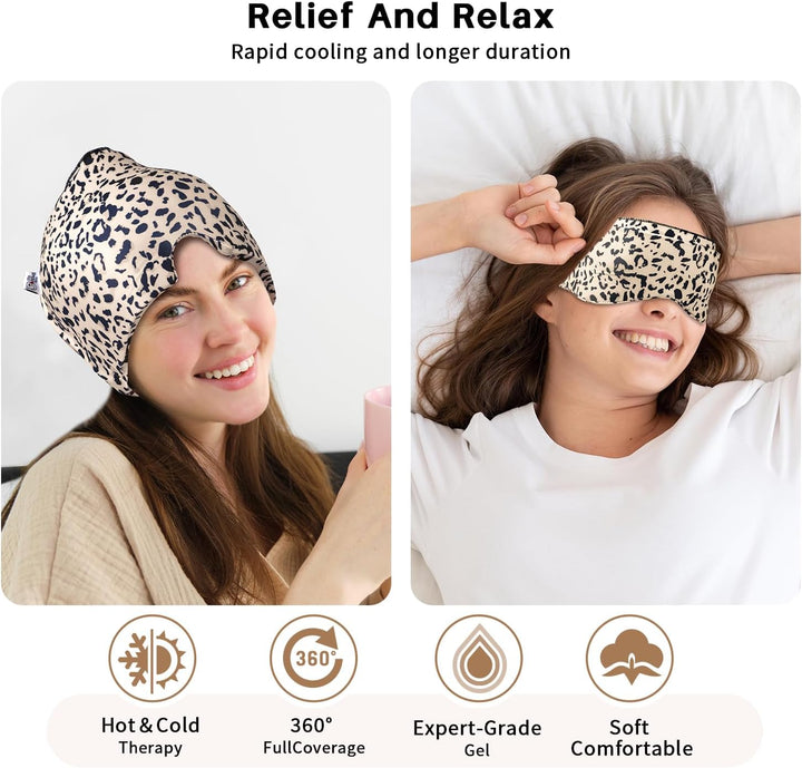 my novel things 2 Stück Migräne Maske und Augenmaske Kühlend, Migräne Kühlmaske, Migraine Relief Cap
