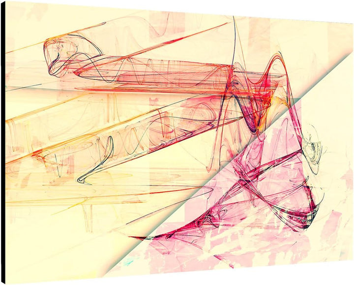 Paul Sinus Art Abstrakte Bilder 60x80cm Abstrakt270 Zeichen Muster pink Kunstdrucke auf Leinwand fer