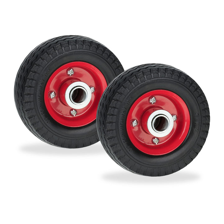 Relaxdays Rad für Roller, E-Scooter, 6x2", 2er Set, Vollgummi, Stahlfelge, Ersatzrad, pannensicher,