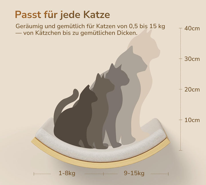 Katzentreppe Wand, Katzen Kletterwand 3er-Set mit 2 Kletterstufen &amp; Gebogenen Plattformen, Wandmonti