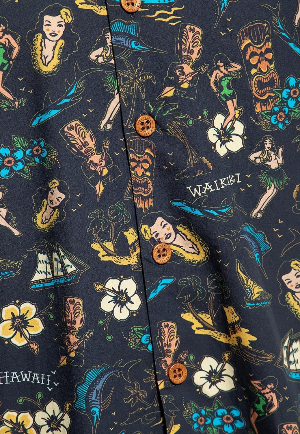 King Kerosin Herren Hemd Alloverprint Printhemd Hawaiian Shirt Kurzarm Hawaiihemd Kurzarm-Hemd Tropi