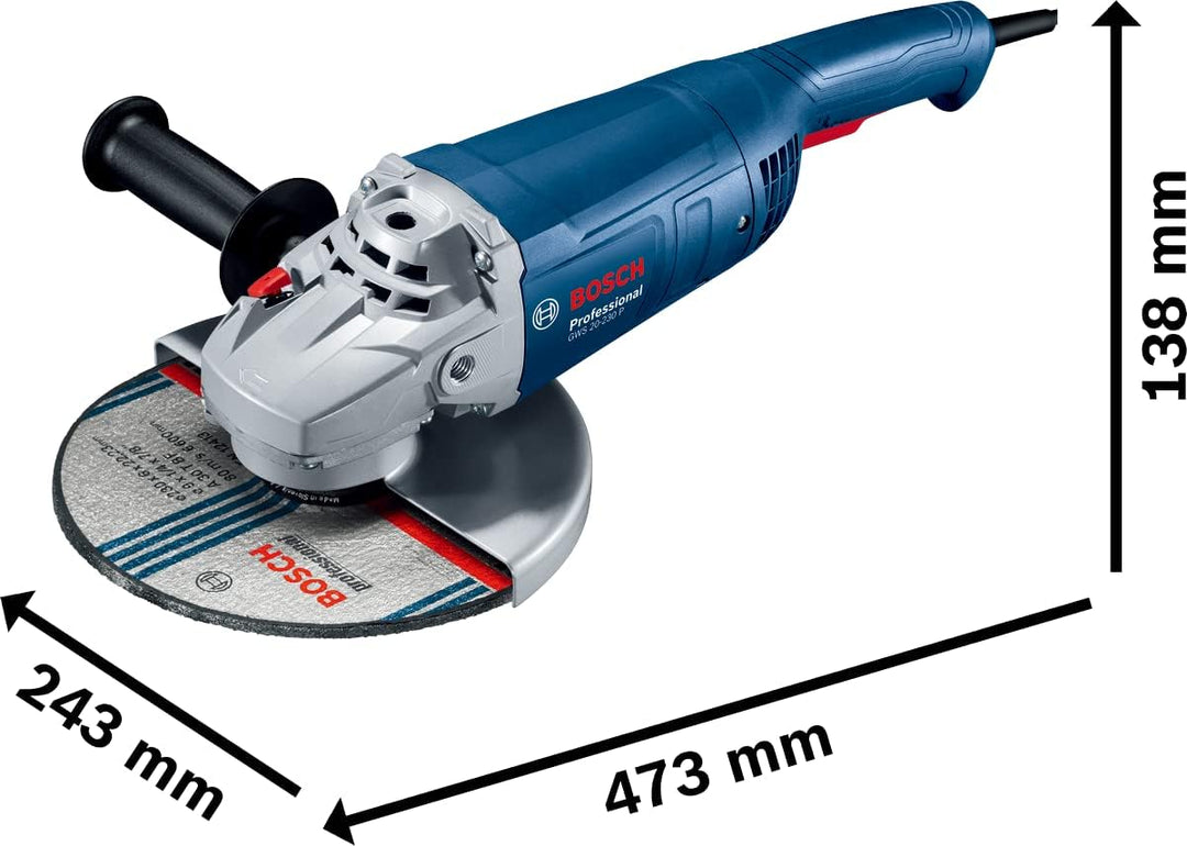 Bosch Professional Winkelschleifer GWS 20-230 P (2.000 Watt, inkl. Zusatzhandgriff, Aufnahmeflansch,