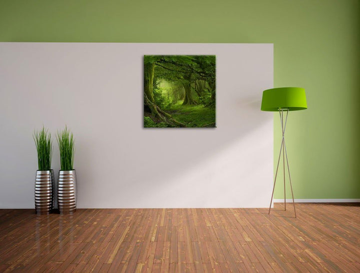 Pixxprint Dschungel im tropischen Regenwald, Grösse: 60x60, Leinwandbild Quadratisch, Wandbild, Kuns