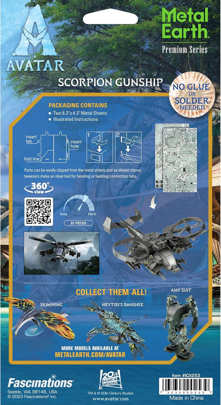 Fascinations ICX253 Metal Earth Metallbausätze - Avatar 2 Kampfflugzeug Scorpion Gunship, lasergesch