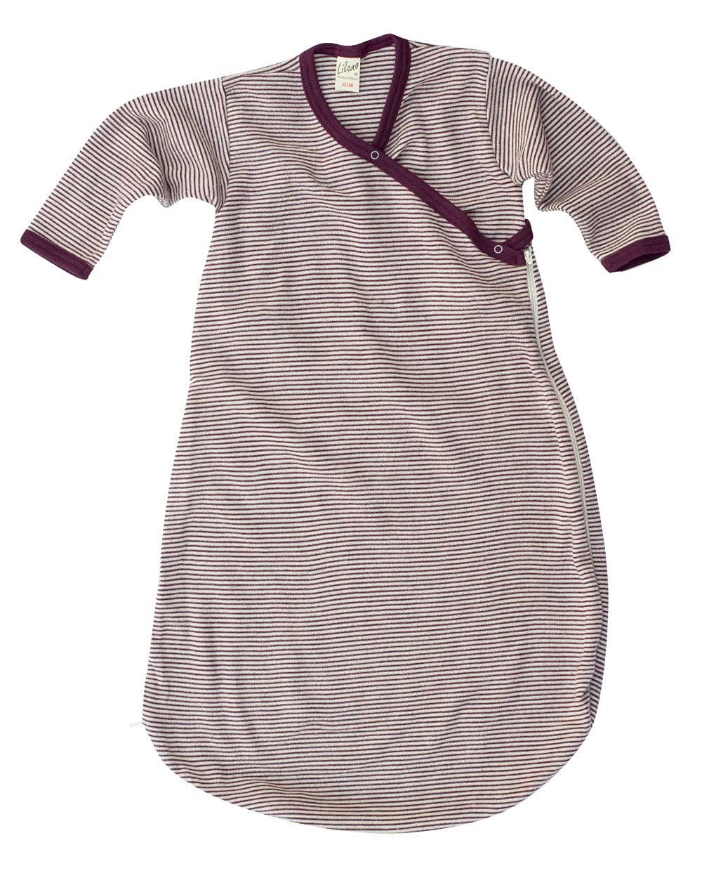 Lilano, Wickelsack Ringel, 70% Wolle (kbT), 30% Seide, 210 gr./m² 74-80 Beere/Natur, 74-80 Beere/Nat