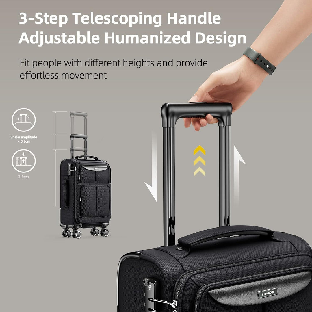 SHOWKOO Kofferset 3 Teilig Stoffkoffer Weichschale Reisekoffer Erweiterbar Leicht Haltbar Trolley Ha