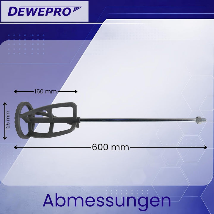 2er Set DEWEPRO® Universal Rührquirl - Allround Rührstab mit gezacktem Polyamid-Kopf ø125x600mm Univ