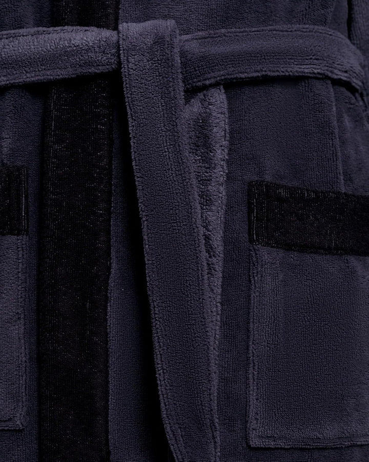 Herren Bademantel Revise RE-855 - mit Bambus faser - mit Kapuze - Saunamantel S Grau / Schwarz, S Gr