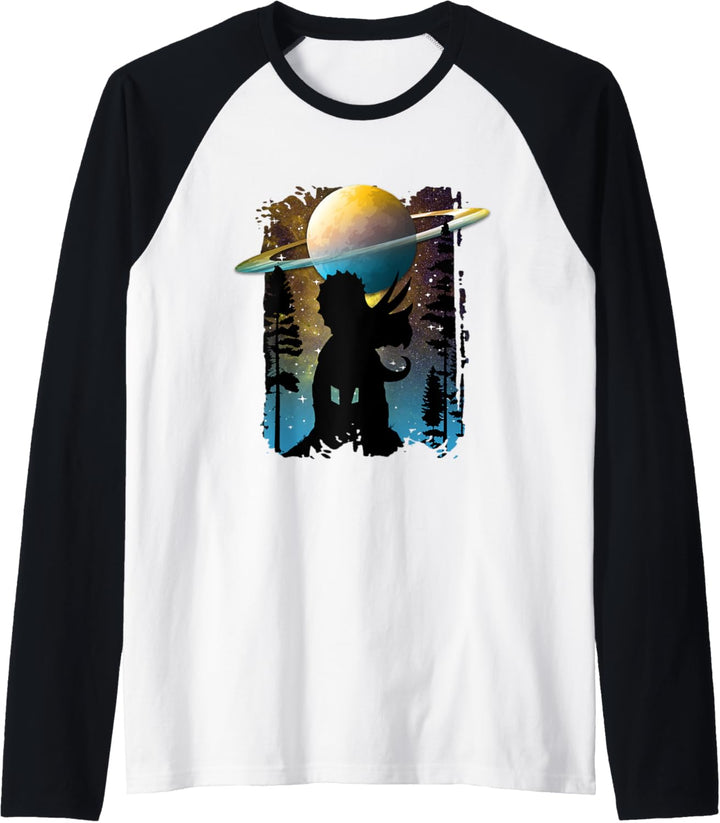 Triceratops Dinosaurier Sci-Fi Galaxy Star Night Nature Grafik Raglan