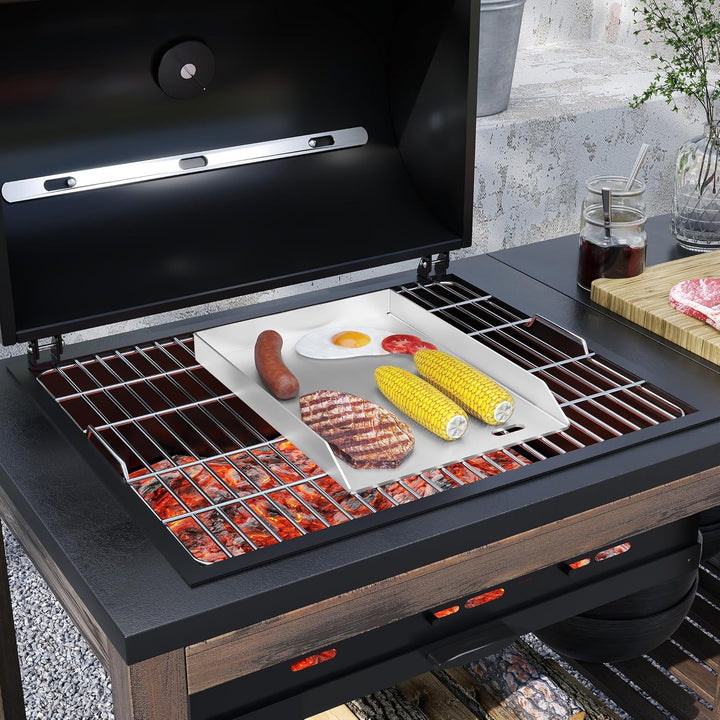 XMTECH Edelstahl Grillplatte, 30x40x4 cm, Gleichmässige Wärmeverteilung für Gas- und Kohlegrills – I