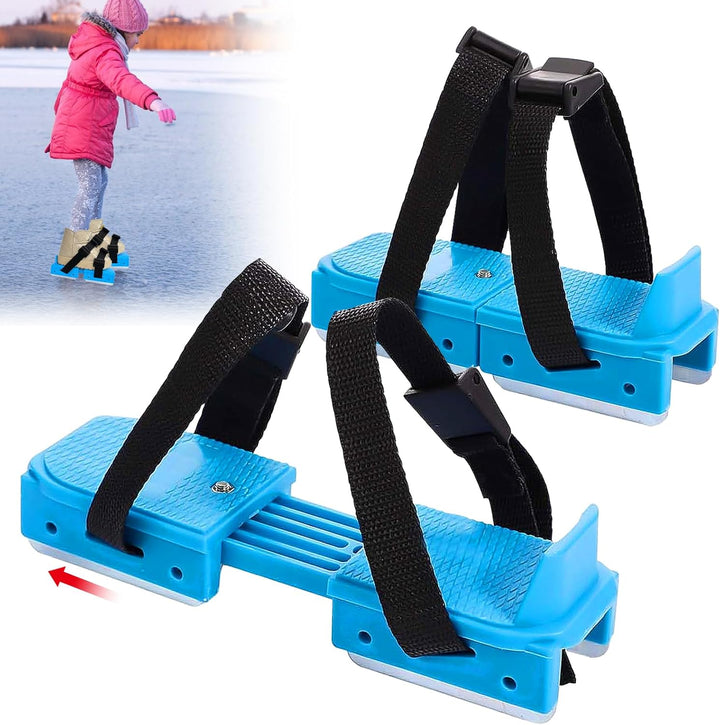 Schlittschuhe für Klein, Verstellbare Schlittschuhe, Doppelrutschen Gleitschuhe Schneegleiter mit Zu