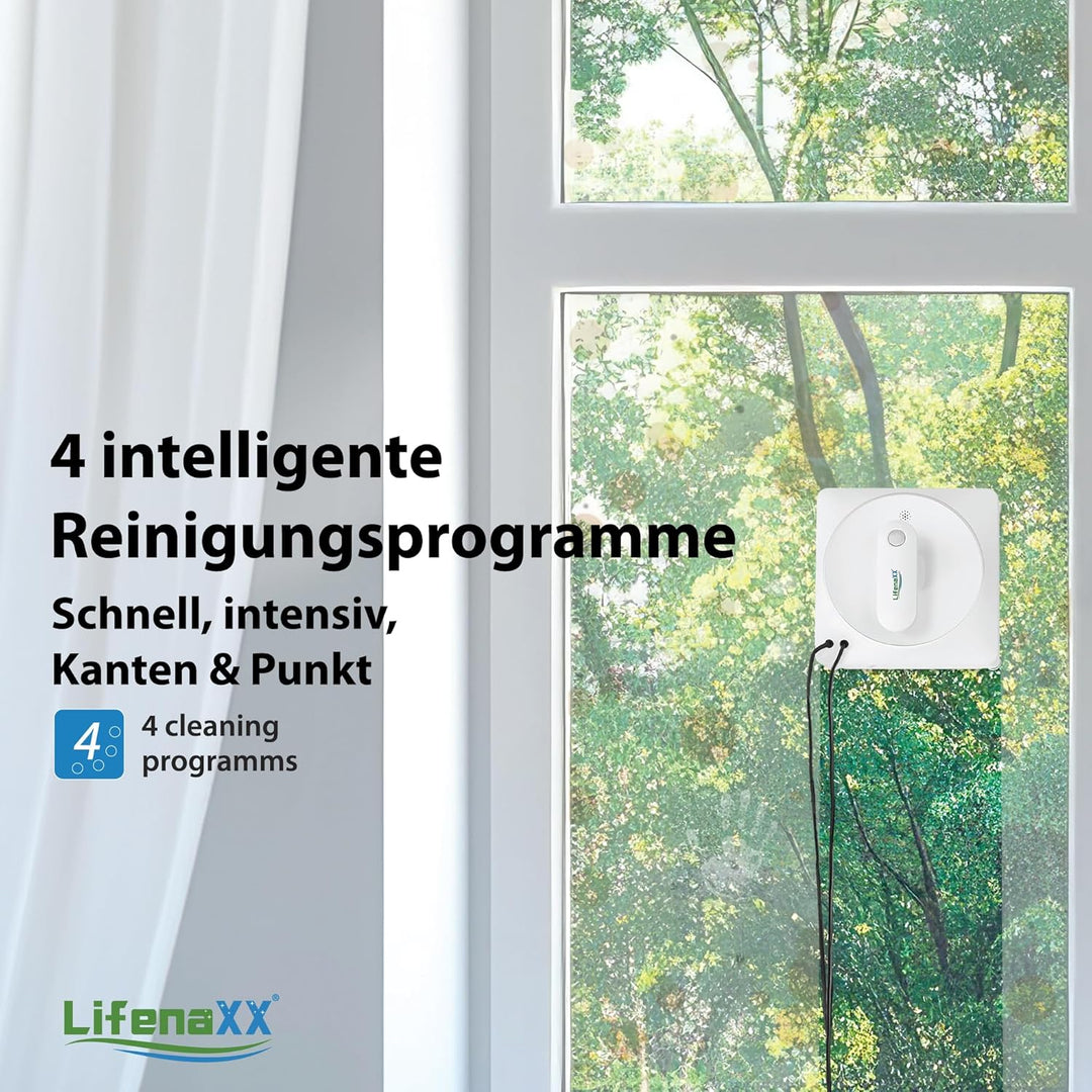 Lifenaxx Fensterreinigungsroboter LX-047, elektrischer Fensterreiniger mit 2 Sprühdüsen, hohe Saugkr