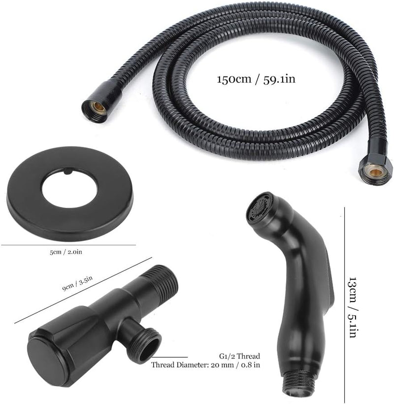 Bidet Wasserhahn - G1 / 2 Schwarz Edelstahl Handtoilette Bidet Sprayer Set Aufsatz Badzubehör