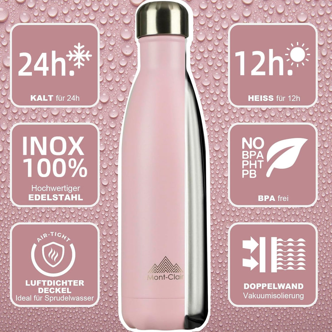Mont-Clair Trinkflasche Edelstahl - Thermosflasche - BPA-freie - Water Bottle, Edelstahl trinkflasch
