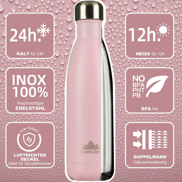 Mont-Clair Trinkflasche Edelstahl - Thermosflasche - BPA-freie - Water Bottle, Edelstahl trinkflasch