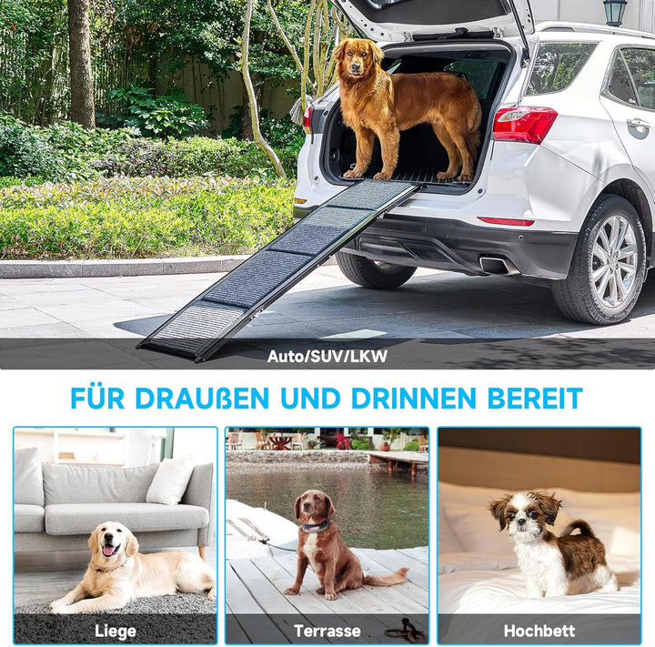 CO-Z Hunderampe Auto klappbar 160cm Leichteres EIN- und Aussteigen für kleine und grosse Hunde bis 9