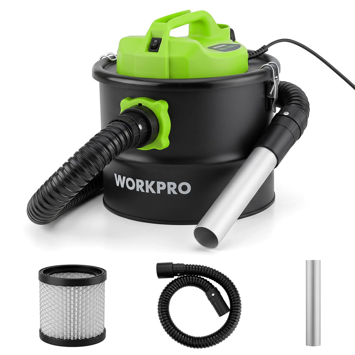 WORKPRO Aschesauger, 700W Asche Staubsauger mit 10L Metallbehälter 16kPa Saugleistung | 2-in-1 Sauge