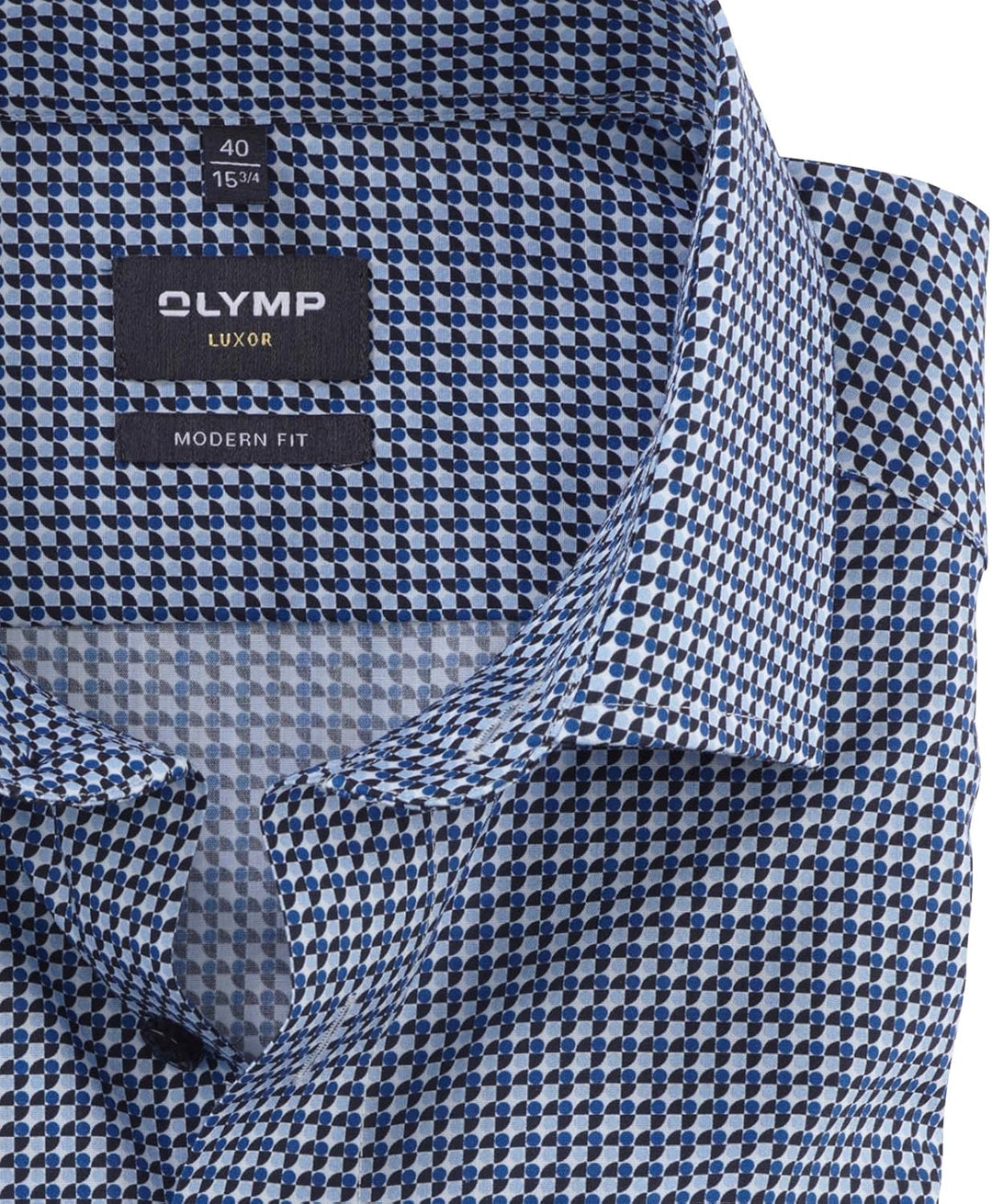 OLYMP Herren Businesshemd Langarm Luxor,Digitaldruck,modern fit,Global Kent 37 Bleu 11, 37 Bleu 11