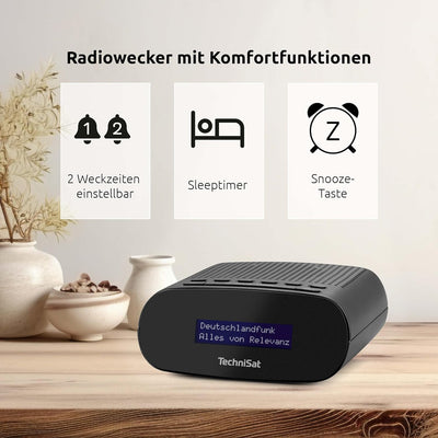 TechniSat TECHNIRADIO 50 - Kompakter Radiowecker (DAB+, UKW Wecker mit grossem LCD-Display, Dual-Ala