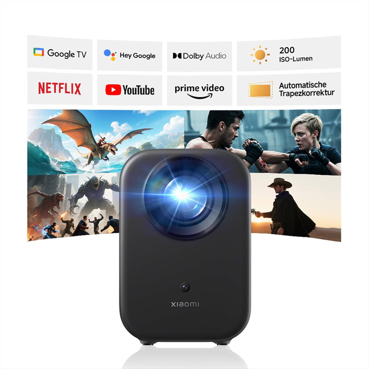 Xiaomi L1 Smart Beamer 1080P Full HD mit Google TV & Netflix, Tragbarer Heimkino Projektor, Autofoku