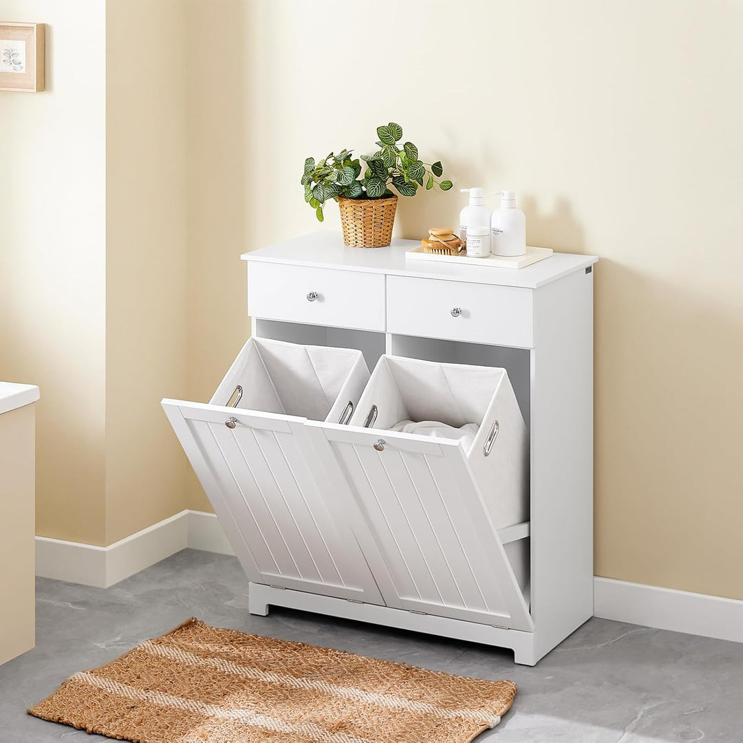 SoBuy Mülleimer Schrank mit 2 Fächern à 45L - Mülltrennsystem für Kücheaus E1 MDF, Küchenschrank für