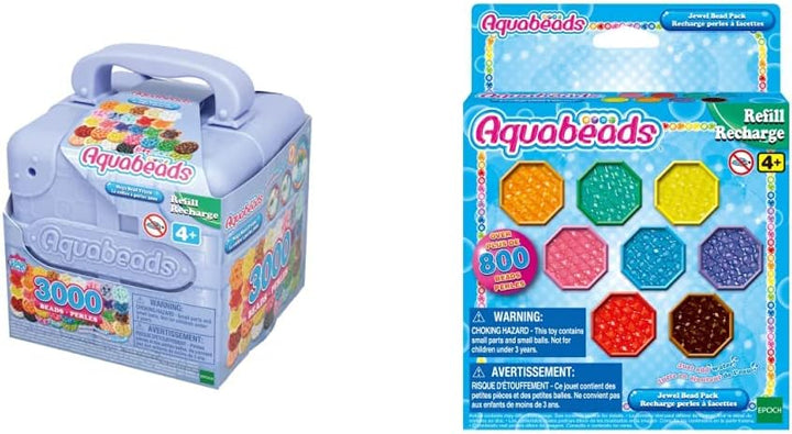 Aquabeads 31913 Mega Nachfüllperlen Set im Koffer, Multi Color & 31520 Glitzerperlen - Nachfüllset N